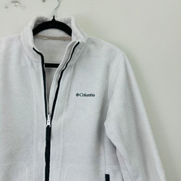 Columbia Women's White Full Zip Fleece Jacket Funnel Collar Size Small - Picture 2 of 8